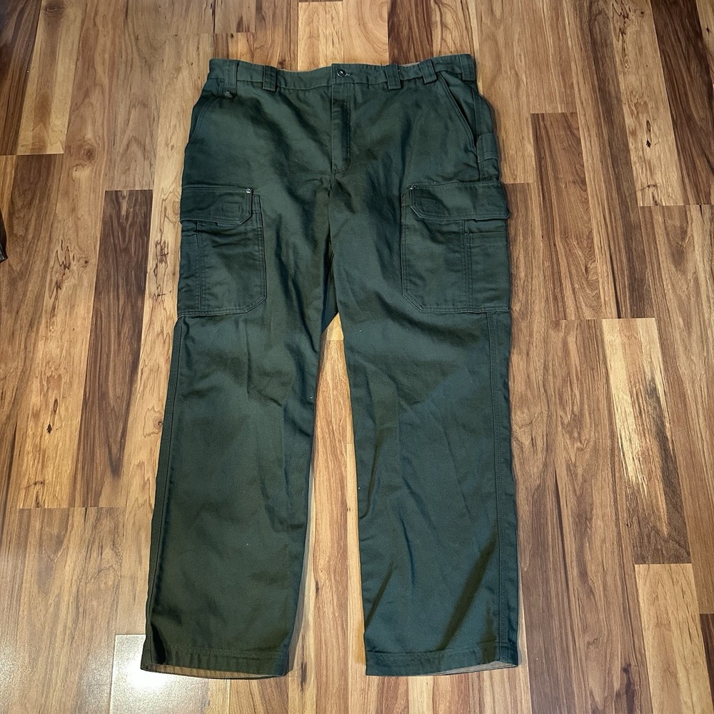 DULUTH TRADING CO Green CARGO PANTS Heavy Cotton Utility Work Men's 44x34 MINT